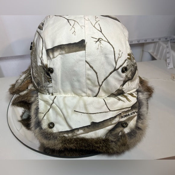Canvas Bomber Hat -Realtree Snow w/Brown Rabbit Fur Size Medium LNWOT - Picture 7 of 13